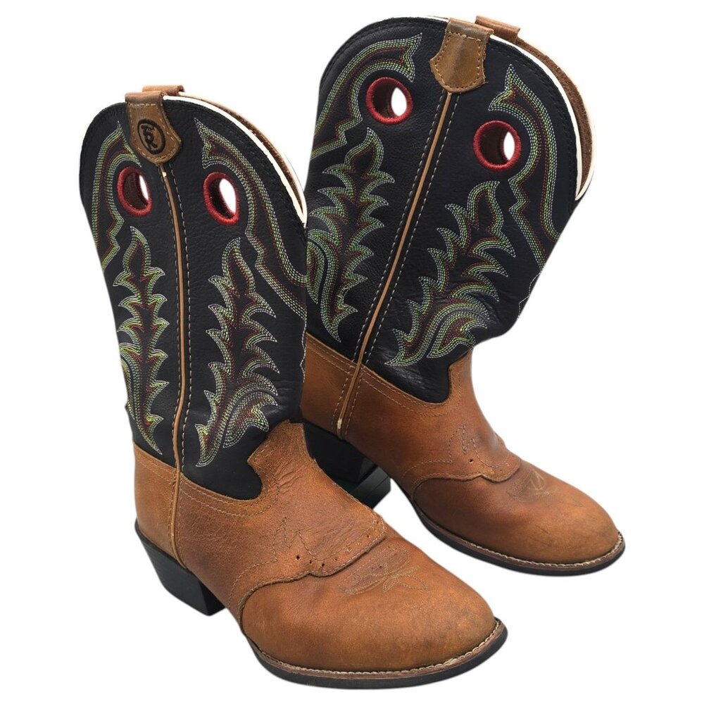 Tony Lama Crazy Horse 5D Western Boots Leather Brown 10” Rodeo Cowboy Kids